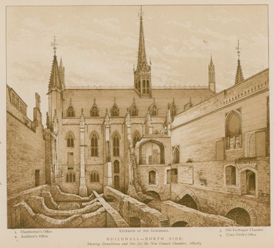 Nordsiden av Guildhall, London av English School