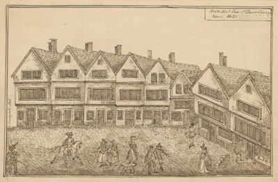 Nordvest for utsikt over St Pauls Churchyard (blekk på papir) av English School