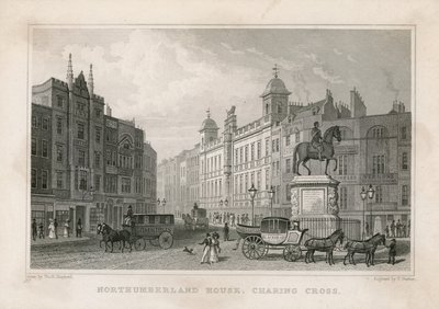 Northumberland House, Charing Cross. Bishs Lottery Office, nr. 9 Charing Cross, ligger ved siden av Golden Cross Hotel av English School