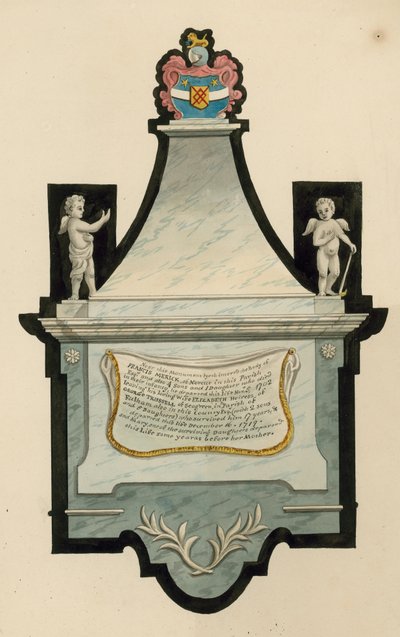 Norwood kirkegård; graven til Francis Merick av Norcut, som døde i 1702 av English School