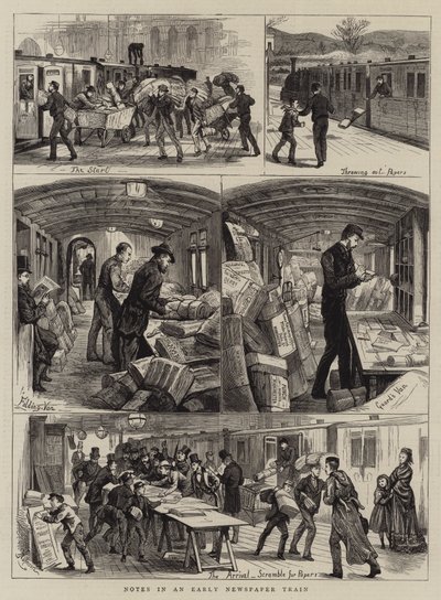 Notater i et tidlig avistog (gravering) av English School