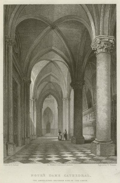 Notre Dame-katedralen, den ambulerende sørsiden av koret (gravering) av English School