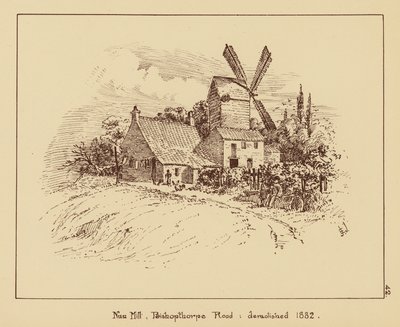 Nonnemøllen, Bishopthorpe Road, revet 1882 (litografi) av English School