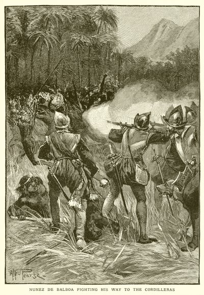 Nunez de Balboa kjemper seg vei til Cordilleras av English School