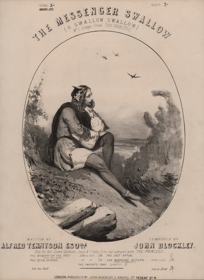 O Swallow Swallow, fra Tennysons The Princess (farge litho) av English School
