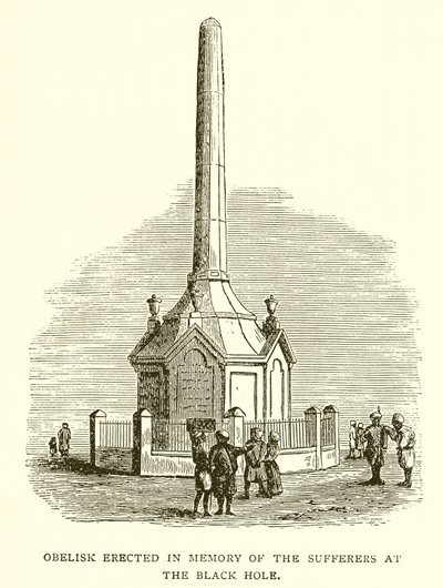 Obelisk reist til minne om de lidende ved Black Hole of Calcutta av English School