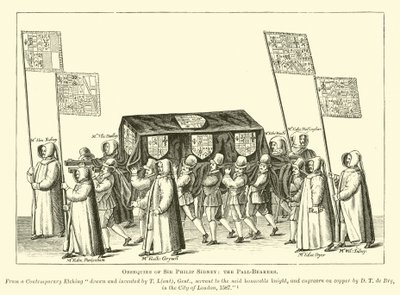 Trauerfeierlichkeiten für Sir Philip Sidney, die Sargträger von English School