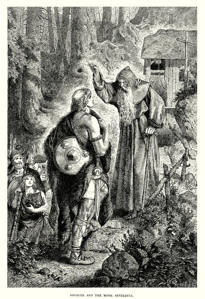 Odoaker und der Mönch Severinus (Gravur) von English School