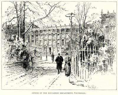 Kontoret til utdanningsdepartementet, Whitehall (gravering) av English School