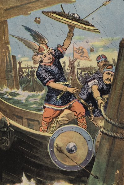 Olaf ved London Bridge (farge litho) av English School