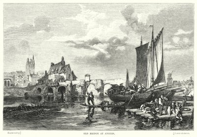 Den gamle broen i Angers (gravering) av English School