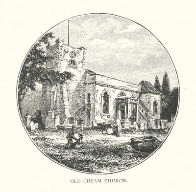 Gamle Cheam kirke (gravering) av English School
