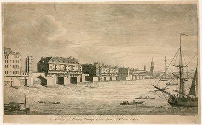Old London Bridge, nær St Olaves Stairs av English School