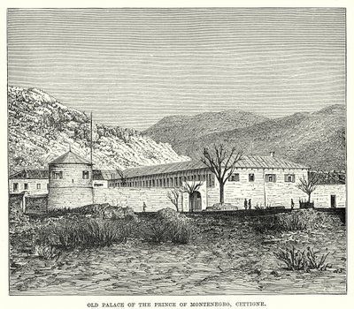 Det gamle palasset til prinsen av Montenegro, Cettigne (gravering) av English School