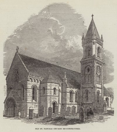 Gamle St. Pancras kirke rekonstruert (gravering) av English School