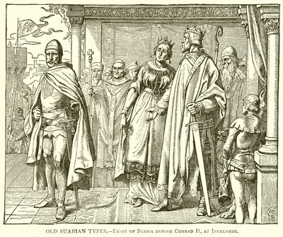 Alte schwäbische Typen.--Ernst von Schwaben vor Konrad II. in Ingelheim von English School