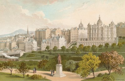 Old Town Edinburgh fra Princes Street Gardens av English School
