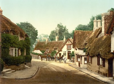 Old Village Shanklin (håndfarget bilde) av English School