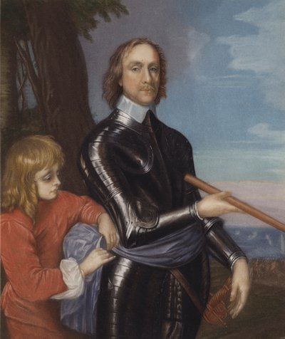 Oliver Cromwell (farge litho) av English School