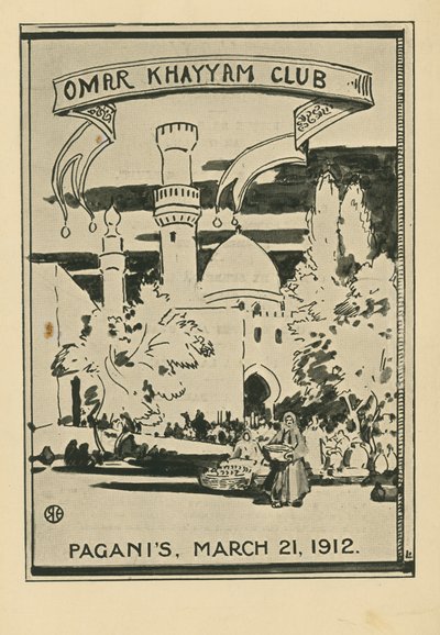 Omar Khayyam Club Dinner, 21. mars 1912, på Paganis Restaurant av English School