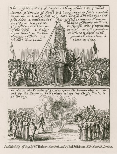 2. mai 1643 ble korset i Cheapside, London, revet ned av English School