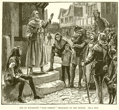 En av Wycliffes fattige prester som forkynner for folket av English School