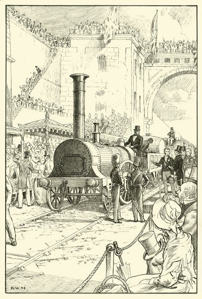 Åpning av Liverpool & Manchester Railway (blekk på papir) av English School