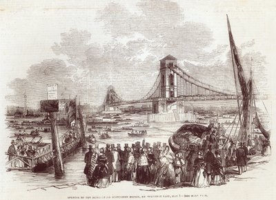 Åpning av Hungerford Suspension Bridge, fra 
