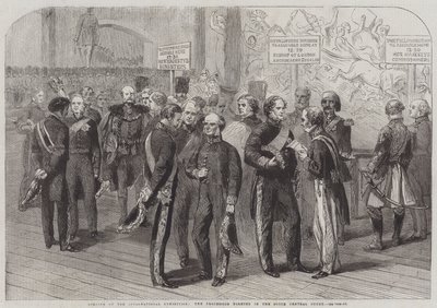 Åpning av den internasjonale utstillingen, prosesjonen som dannes i South Central Court (gravering) av English School