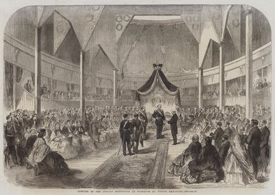 Åpning av den italienske utstillingen i Firenze av Victor Emmanuel (gravering) av English School