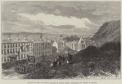 Åpning av University College of North Wales, Procession of Trades at Bangor (gravering) av English School