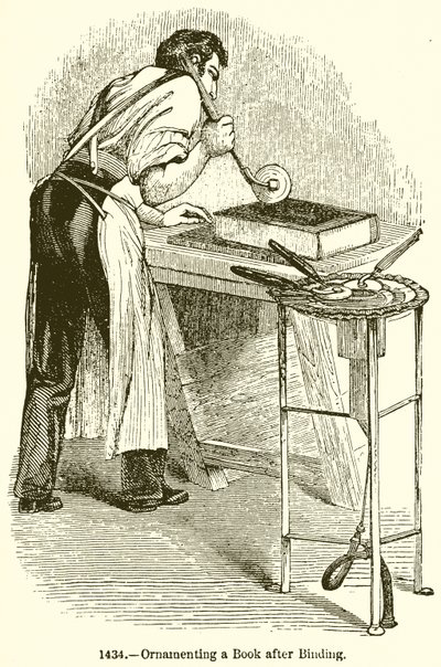 Utsmykning av en bok etter innbinding av English School