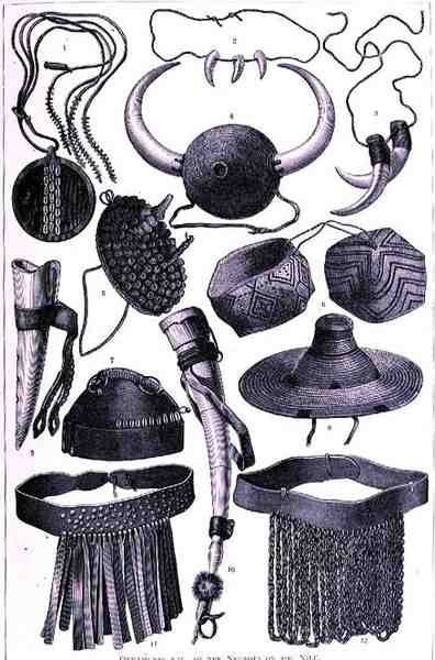 Ornaments of the black on the Nile, fra 'The History of Mankind', Vol.III, av Prof. Friedrich Ratzel av English School