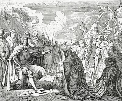 Ottokar II av Böhmen hyller Rudolf I, konge av Tyskland i 1276, 1882 av English School