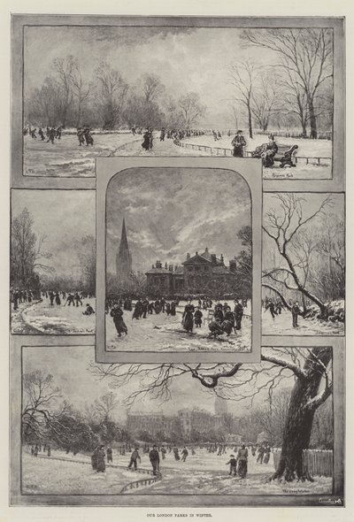 Våre London-parker om vinteren (litho) av English School