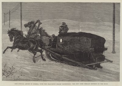 Vår spesielle kunstner i Sibir med Jeannette Relief Expedition, New York Herald Express on the Road (gravering) av English School