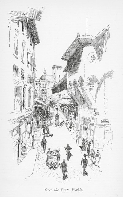 Over Ponte Vecchio (litografi) av English School