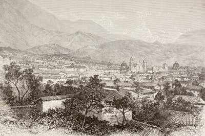 Samlet utsikt over Bogota, Colombia (litho) av English School