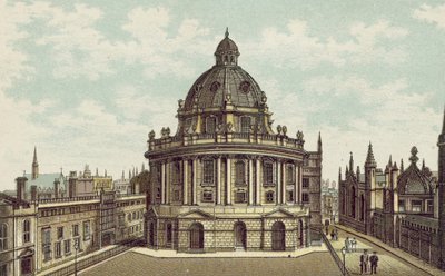 Oxford: Radcliffe-biblioteket (fargelitografi) av English School