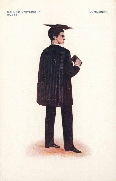 Oxford University robes - Commoner (farge litho) av English School