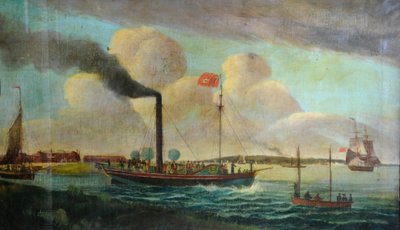 PS Royal Charter ved Barton-vannkanten, ca. 1850 (olje på lerret) av English School