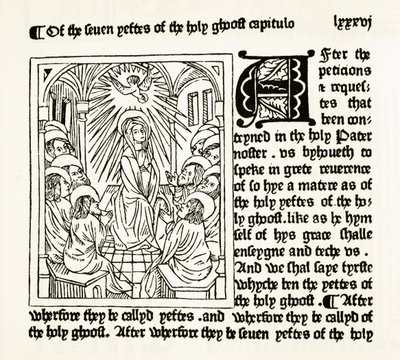 Side fra The Royal Book trykt av William Caxton i 1484, fra The National and Domestic History of England av William Hickman Smith Aubrey (1858-1916) utgitt London, ca. 1890 av English School