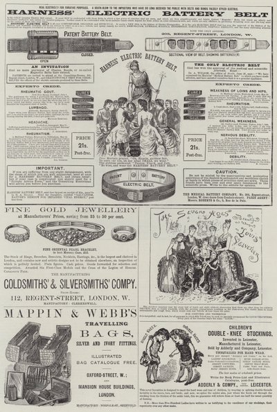 Side med annonser (gravering) av English School