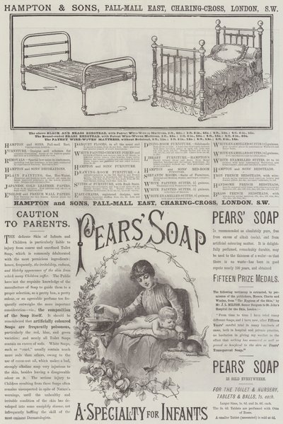 Side med annonser (gravering) av English School