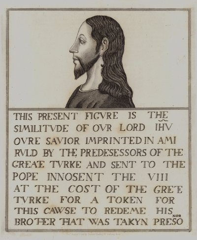 Maleri av Jesus Kristus på eik (gravering) av English School