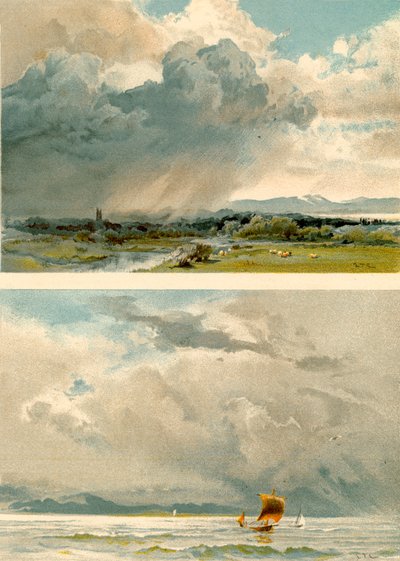 Maling av himmel (fargelitografi) av English School