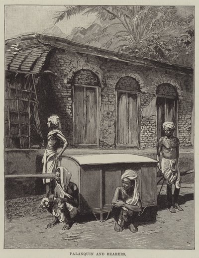 Palanquin og bærere (gravering) av English School