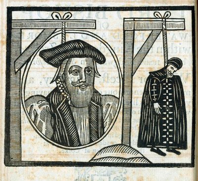 Brosjyre som kunngjør henrettelsen av John Atherton og hans kjæreste John Childe for buggery av English School