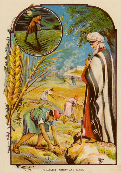 Lignelser, hvete og ugress (farge litho) av English School