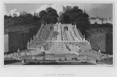 Paris, Cascade De St Cloud (Gravur) von English School